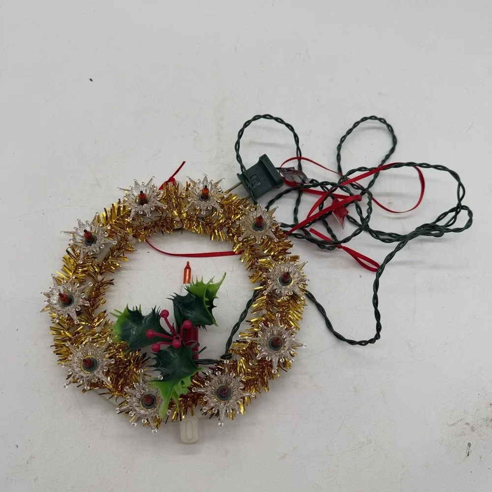 Vintage 11 Lighted Tree Topper Wreath Candle Holly Table Decor The Trimmery - #3